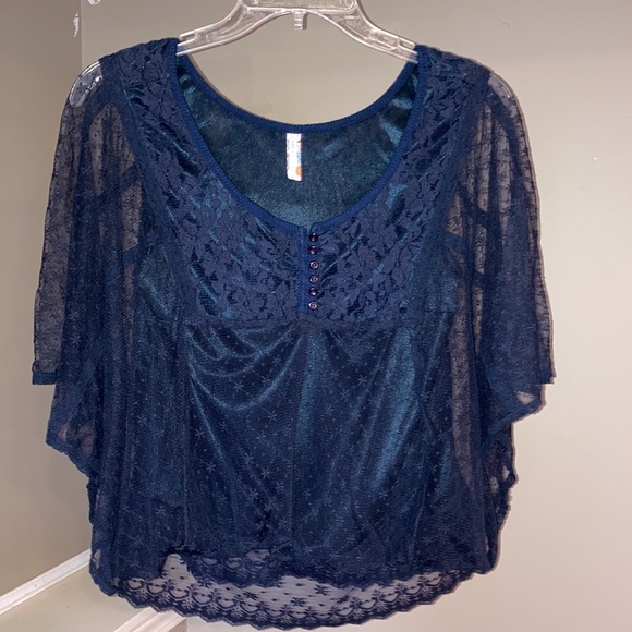 Free people navy lace top - Picture 1 of 2